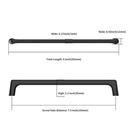 Asidrama 10 Pack 7.5 Inch(192mm) Matte Black Cabinet Pulls Cabinet Handles Cupboard Handles Kitchen Cabinet Hardware for Cupboard Drawer Pulls
