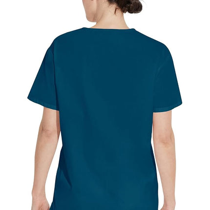 Dickies Men's Big & Tall V-Neck Scrub Double Chest Pocket Top Medical Shirt, Caribbean Blue, XXXXXL