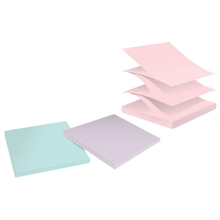 Post-it 100% Recycled Paper Super Sticky Notes, 2X The Sticking Power, 3x3 in, 6 Pads/Pack, 70 Sheets/Pad, Wanderlust Pastels Collection (R330R-6SSNRP)
