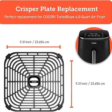 COSORI Turboblaze 6Qt Air Fryer Original Crisper Tray, Replacement Accessories for CAF-DC601-KUS Air Fryer, Ceramic, Non-Stick, Dishwasher-Safe, CRP-DC601RC-KUS, Dark gray