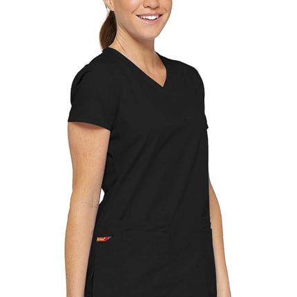 Dickies Women's EDS Signature Scrubs Jr. Fit V-Neck Top - Black - XX-Large