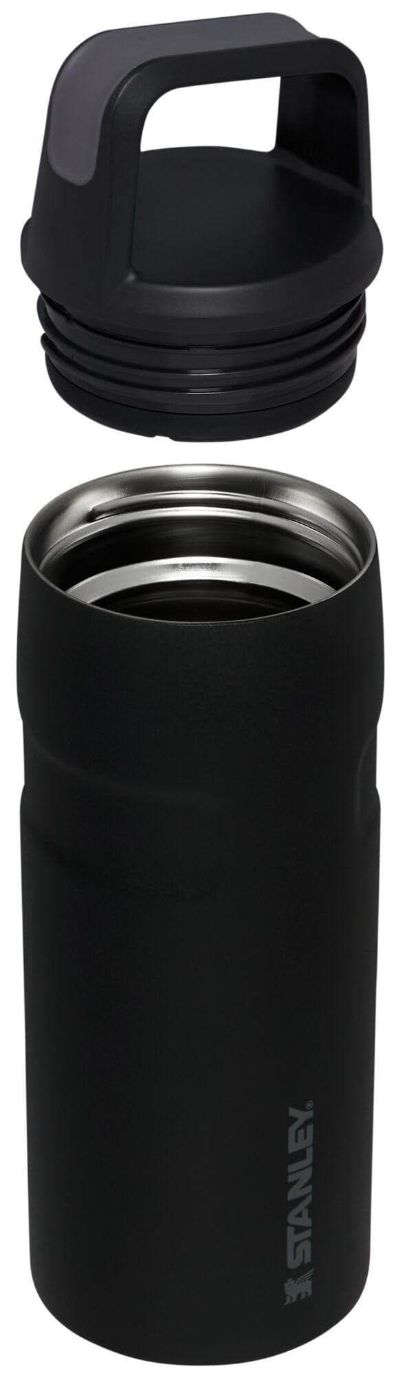 Stanley IceFlow Cap and Carry+ Water Bottle 16 OZ | Wide Mouth Twist Lid | Lightweight & Leakproof for Travel & Gym | Insulated Stainless Steel | BPA-Free | Black
