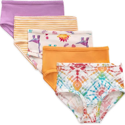 Burt's Bees Baby Toddler Girl Underwear, Organic Cotton, Pack of 5, Dino Friends, 6 Years