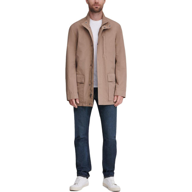 Cole Haan Men's City Rain Topcoat, Khaki, XXL