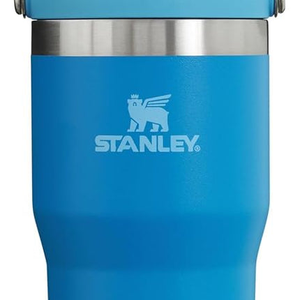 Gobelet Stanley IceFlow avec poignée, paille rabattable, 20 oz | Couvercle vissé et paille relevable | Bouteille d'eau anti-fuite | Acier inoxydable isolé | Sans BPA | Azur