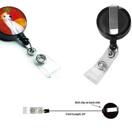 Caroline's Treasures Whippet Red and Green Snowflakes Christmas Retractable Badge Reel, Multicolor (LH9328BR)