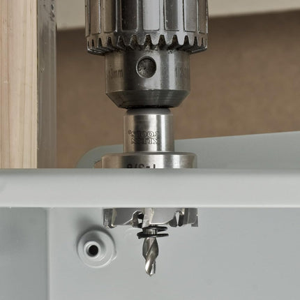 Klein Tools 31850 3/4-Inch Carbide Hole Cutter, Cuts up to 3/16-Inch Thick Sheets in Stainless Steel, Mild Steel, Iron, Copper and Brass