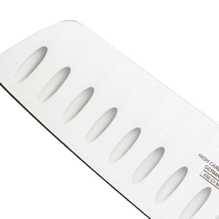 Mercer Culinary Genesis Nakiri Granton Edge Knife, 7-Inch , M21067 , 38x10x3 cm, Black