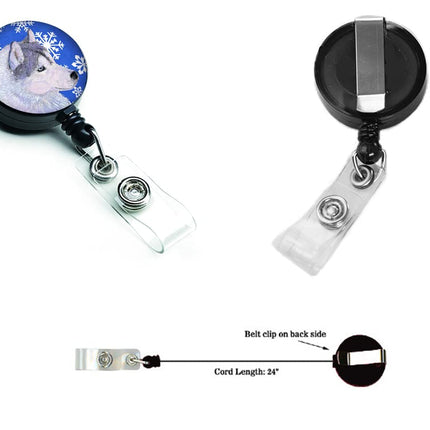Caroline's Treasures Siberian Husky Winter Snowflakes Holiday Retractable Badge Reel, Multicolor (SS4602BR)