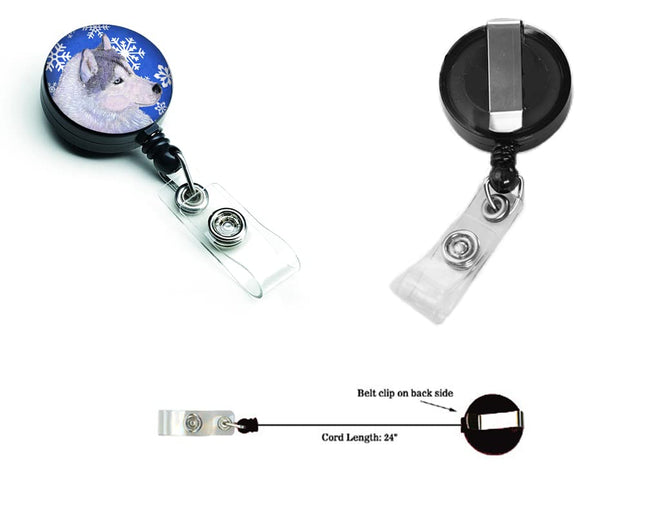 Caroline's Treasures Siberian Husky Winter Snowflakes Holiday Retractable Badge Reel, Multicolor (SS4602BR)