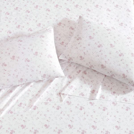 Laura Ashley Home - Sateen Collection - 2pc Pillowcase Set - 100% Cotton, Silky Smooth & Luminous Sheen, Wrinkle-Resistant Bedding, Garden Muse Pink, Standard