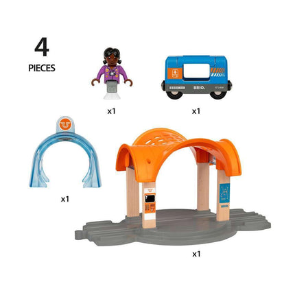 BRIO World Smart Tech Sound Action Tunnel Train Station for Kids Age 3 Years Up - Gifts for Children