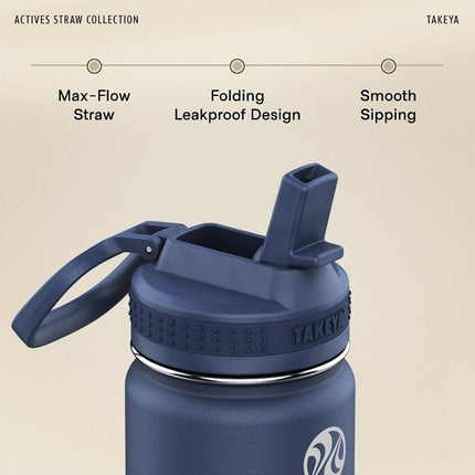 Takeya Actives Water Bottle with Straw Lid - Durable & Easy Care Water Bottle with Stainless Steel Insulation - BPA Free Lid with Carry Handle and Straw