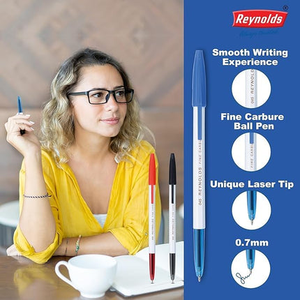 Reynolds 045 Ball Pen SET - 10 RED PENS WITH COMFORTABLE GRIP |RED BALL PENS FOR WRITING | PEN FOR STUDENTS & OFFICE STATIONERY | 0.7 mm TIP SIZE