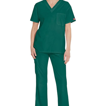 Dickies Men's Big & Tall V-Neck Scrub Double Chest Pocket Top Medical Shirt, Hunter, 4XL