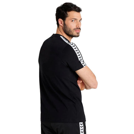 ARENA Men's Team T-Shirt 100% Cotton Slim Fit Short Sleeve Casual Athletic Wear, Black/White/Logo, X-Small