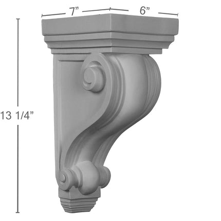 Ekena COR06X07X13DE 6-Inch Width x 7-Inch Depth x 13 1/4-Inch Height Devon Corbel - Primed