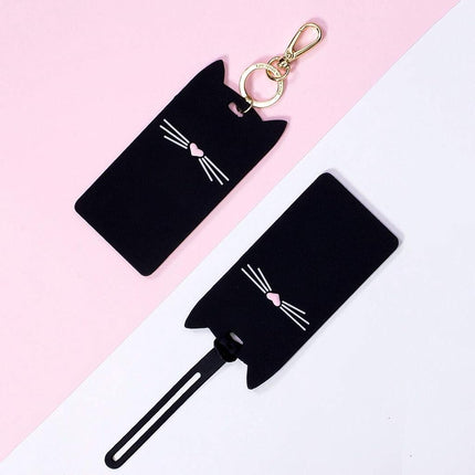 Kate Spade New York Silicone Luggage Tag with Durable Strap, Black Cat