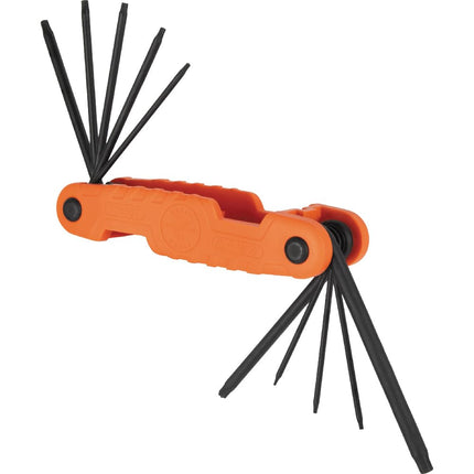 KLEIN TOOLS 70550T Pro Folding Hex Key Set, 10-Key Torx Sizes T6 to T40, Heat-Treated Alloy Steel, High-Leverage Blades