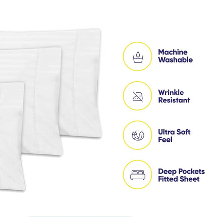 Sweet Home Collection Queen 6 Piece 1500 Supreme Collection Fine Brushed Microfiber Deep Pocket Queen Sheet Set Bedding - 2 Extra Pillow Cases, Dobby White
