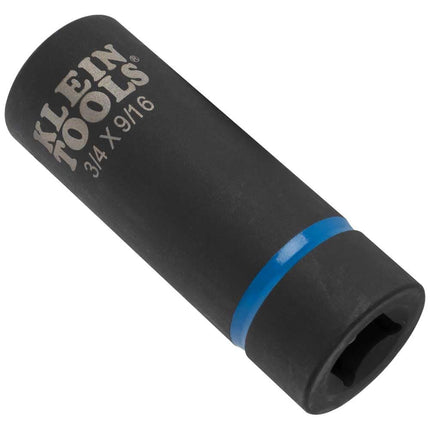 Klein Tools 66004 2-in-1 Impact Socket, Socket Wrench Sizes 3/4-Inch and 9/16-Inch Hex, 6-Point Deep Socket with 1/2-Inch Drive