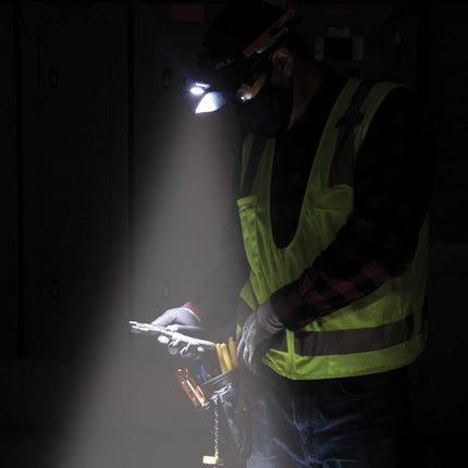 KLEIN TOOLS Rechargeable 2-Color LED Headlamp, Fabric Strap, Spotlight, Floodlight, Red LED, 800 Lumens, USB Cable, Camping, Running 56414