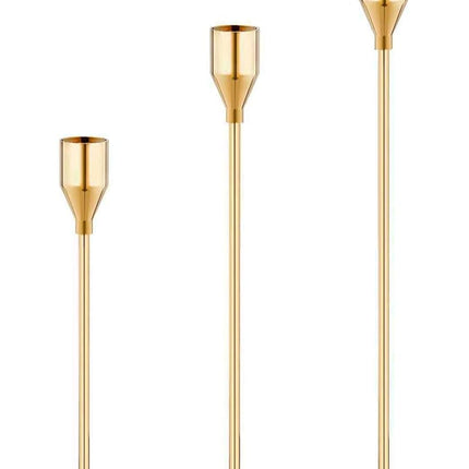 Gold Candle Holders for Taper Candles Set of 3，Met