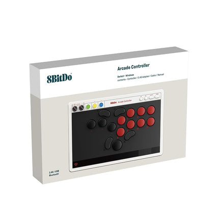 8BitDo All-Button Arcade Controller for Switch/Switch 2 & Windows – Bluetooth, 2.4G, Wired Connectivity, Low-profile Mechanical Switches, 4 Programmable Buttons, Hot-swappable PCB