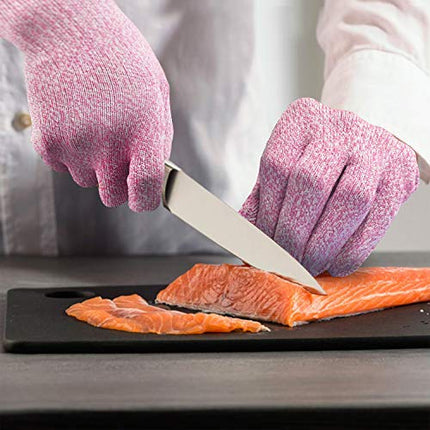 Gants anti-coupure Evridwear de qualité alimentaire, protection de sécurité pour la cuisine (taille M, rose)