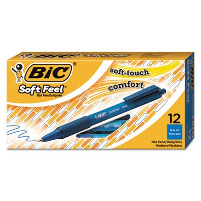 Soft Feel Retractable Ballpoint Pen, Blue Ink, 1mm