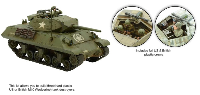Bolt Action M10 Wolverine Tank Destroyer 1:56 WWII Military Wargaming Plastic Model Kit