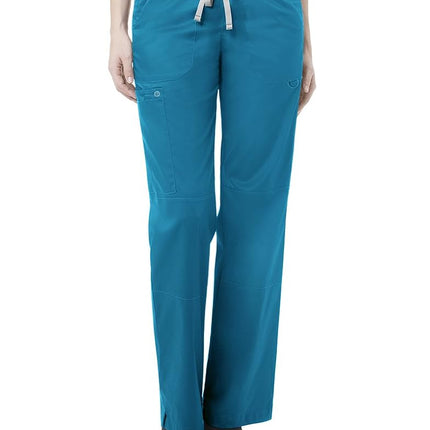 WonderWink Women's Plus Size Wonderwork Straight Leg Cargo Scrub Pant, Teal Blue, 3X-Large Tall