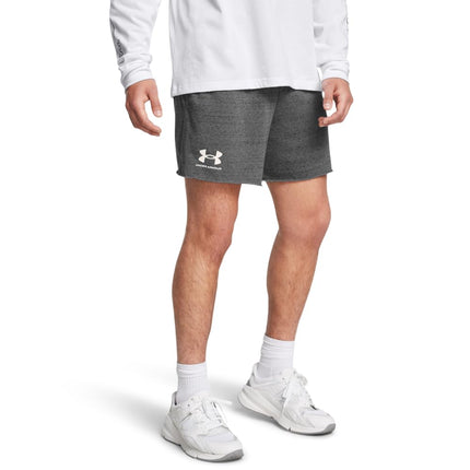 Under Armour Men's Rival Terry 6in Short, Lightweight Men's Gym Gear for Training and Warm Ups, Versatile Sports Shorts with Pockets,Castlerock / / Onyx White,SM