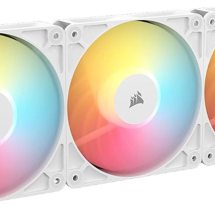 Corsair RS120-R ARGB 120mm PWM ARGB Reverse Fans – Reverse Rotor, +5V Connections, Eight RGB LEDs, High Static Pressure, Daisy-Chain, Magnetic Dome Bearing, Zero RPM Mode – Triple Pack – White