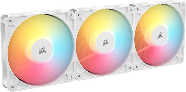 Corsair RS120-R ARGB 120mm PWM ARGB Reverse Fans – Reverse Rotor, +5V Connections, Eight RGB LEDs, High Static Pressure, Daisy-Chain, Magnetic Dome Bearing, Zero RPM Mode – Triple Pack – White