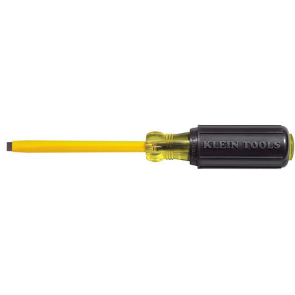 Klein Tools 621-6 Coated 3/16-Inch Cabinet Tip Flat Head Screwdriver, 6-Inch Round Shank, Cushion Grip Handle