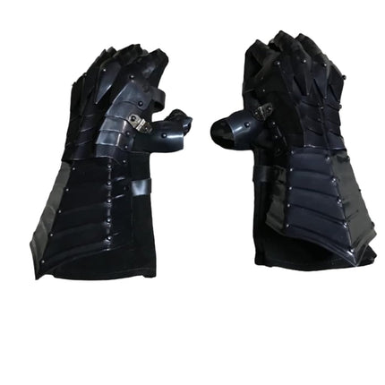 KORE NS Guanteletes Medievales Nazgul Negros Guantes de armadura de Acero Antiguo, Cruzado, Recreación de Rol, Negro, Regular