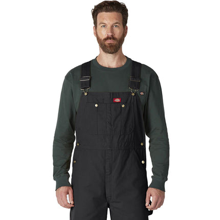 Dickies Mens Bib Overalls, Rinsed Black, 40W x 30L US