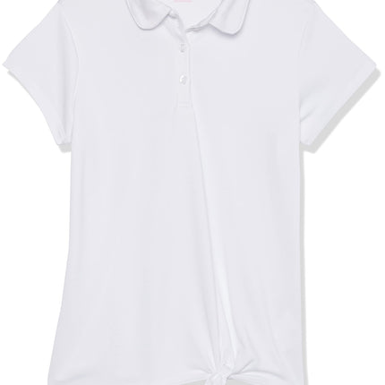 Nautica Girls' Short Sleeve Performance Polo, Whit