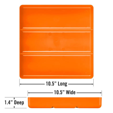 Ernst Manufacturing Toolbox Tray: Stackable Tray in Orange with 3 Compartments - Ideal for Trades, Mechanics, Electricians, Plumbers, Household Use, Hobbies, and More - Heavy Duty - Made in the USA