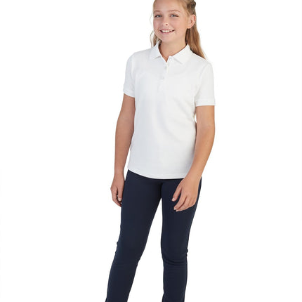 French Toast Girls Size' Short Sleeve Interlock Polo with Picot Collar, Yellow, Large/14/16/Plus