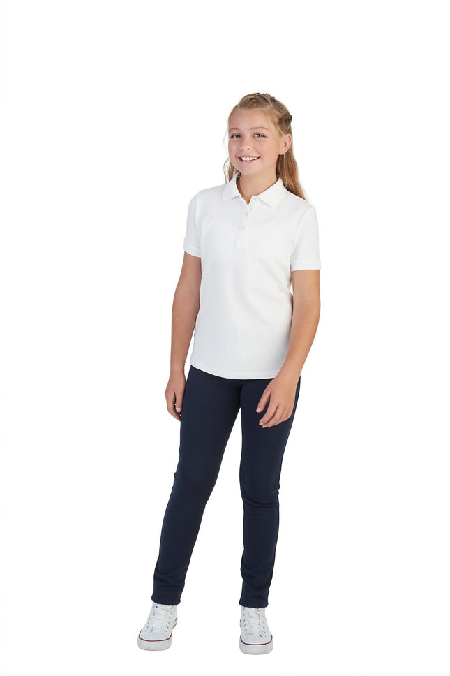 Polo à manches courtes en interlock avec col festonné French Toast pour filles, Jaune, Large/14/16/Plus