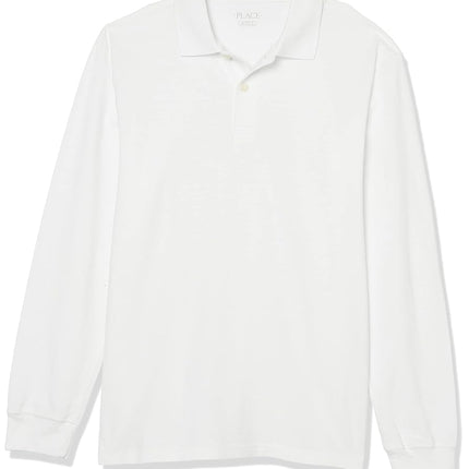 The Children's Place Baby Boys' Long Sleeve Uniform Polo, White, 12-18 Months