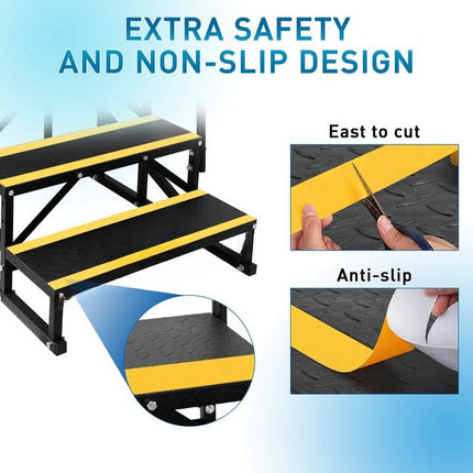 Escalones de 3 peldaños para RV con pasamanos, escalones de metal para jacuzzi con cintas antideslizantes, escalones portátiles para RV, escalones para casas móviles, remolques de viaje, cámper, jacuzzi, piscina en el suelo para interiores y exteriores