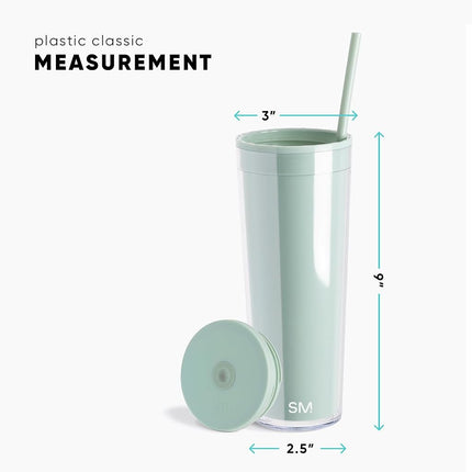Simple Modern Plastic Tumbler with Lid and Straw | Reusable BPA Free Iced Coffee Cups Double Wall Smoothie Cup | Gifts for Women Men Him Her | Classic Collection | 24oz | Midnight Black