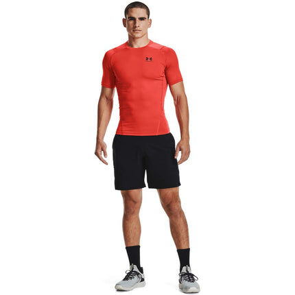 Under Armour Men's HeatGear Compression Short Sleeve T-Shirt, Dark Orange (860)/Black, XXL Long