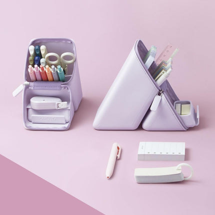 Sonic Pen Case Cakusta Portable Pen Holder Wide with Drawer, Violet FD-2045-V