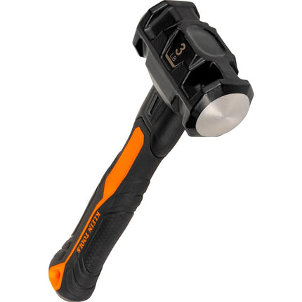 Klein Tools H80693 Sledgehammer, 3-Pound Dual-Faced Hammer with Fiberglass Handle, Shock-Resistant Design for Striking and Demolition, Includes Lanyard Hole