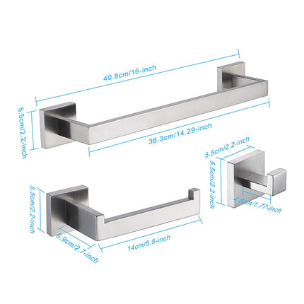 TASTOS 3-Piece Bathroom Hardware Set Brushed Nickel