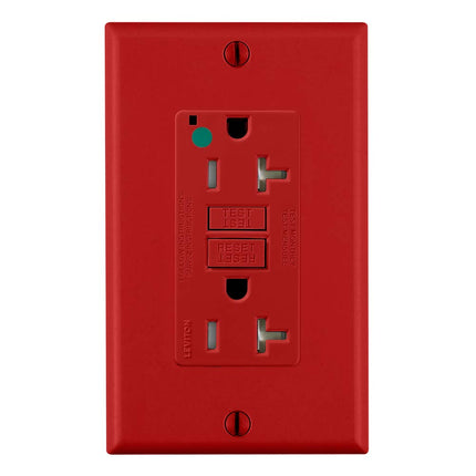 Leviton GFTR2-HGR 20A-125V Extra-Heavy Duty Hospital Grade Tamper-Resistant Duplex Self-Test GFCI Receptacle, 20-Amp, Red,